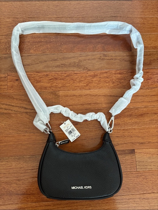 Michael Kors Handbags - NWT Michael Kors Mini Zip Black Leather Pouchette Purse Bag